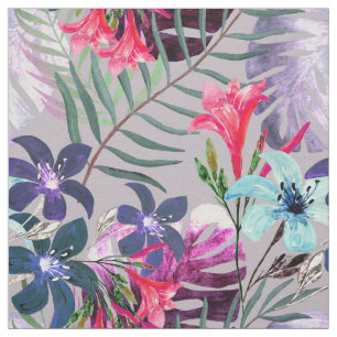 Tecido folhas de palma, tropicais, botânicas, coloridas
