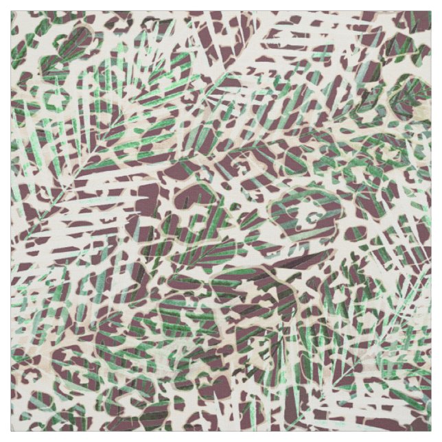 Tecido Folhas de palma tropicais, leopardo, manchas (Modelo)