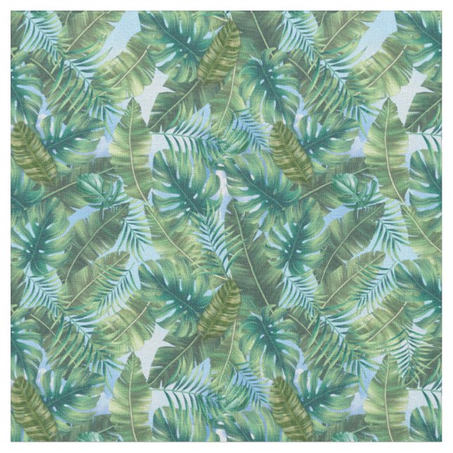 Tecido Folhas de plantas verdes tropicais (Detalhe)