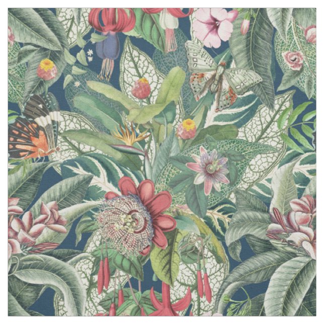 Tecido Folhas e flores tropicais (Modelo)