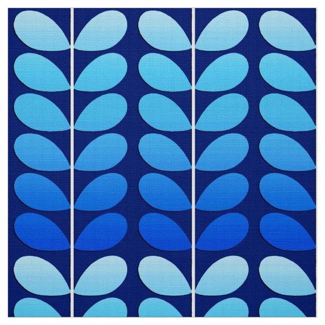 Tecido Folhas, marinho e azuis cobaltos dinamarqueses do (Modelo)