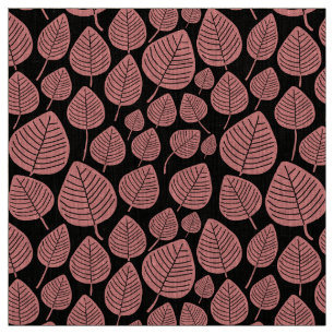 Tecido Folhas - Rosa Suave no Preto