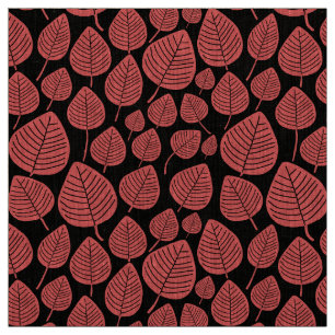 Tecido Folhas - Rosa tropical em preto