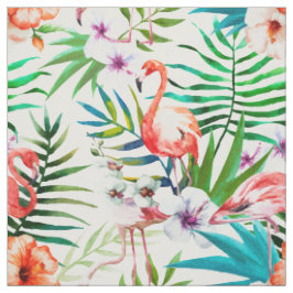 Tecido Folhas tropicais das flores de flamingo do paraíso
