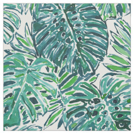 Tecido Folhas tropicais de Monstera do verde das