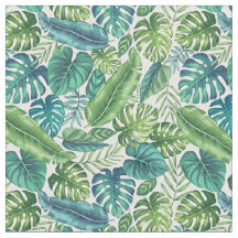 Folhas Tropicais de Palma Verde e Teal Banana Mons