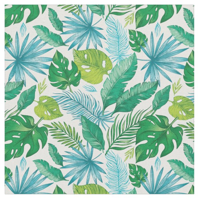 Tecido Folhas Tropicais de Palmeiras Tropicais (Detalhe)