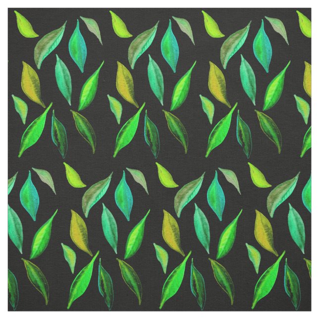 Tecido Folhas verdes, cor d'água, forma foliar (Modelo)