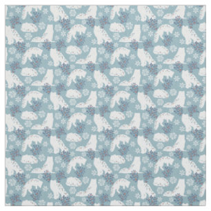 Tecido Folk Art Artic Fox in the Snow with Holly