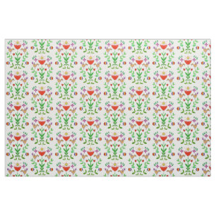 Tecido Folk Art Tulip and Birds