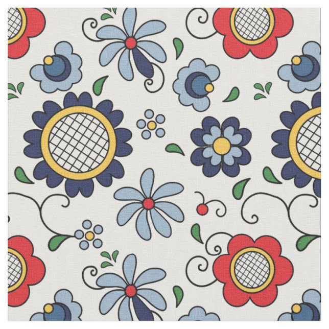 Tecido Folk Flores - arte popular de Kashuby (Detalhe)