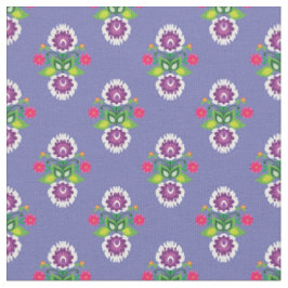 Tecido Folk Flores - composição em forma de diamante