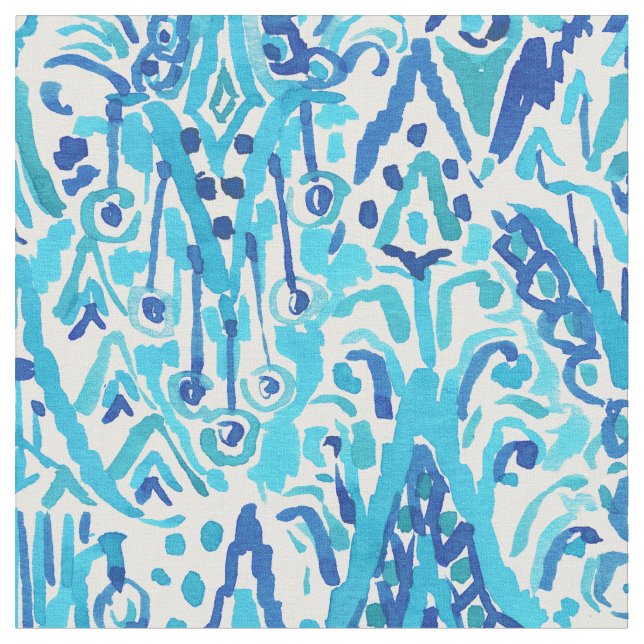 Tecido FONTE da aguarela chique de Boho Ikat da VERDADE (Detalhe)