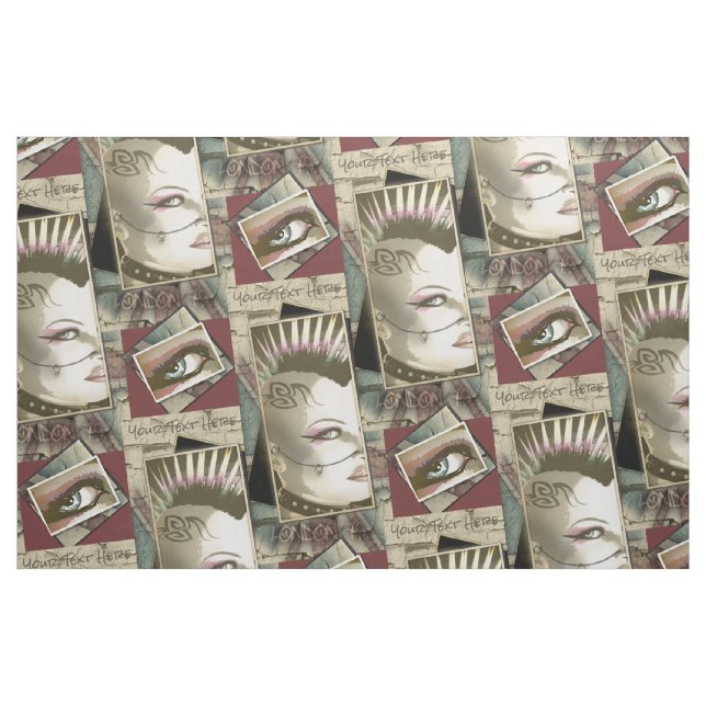 Tecido Forma britânica retro da música do punk rock de (Fat Quarter)