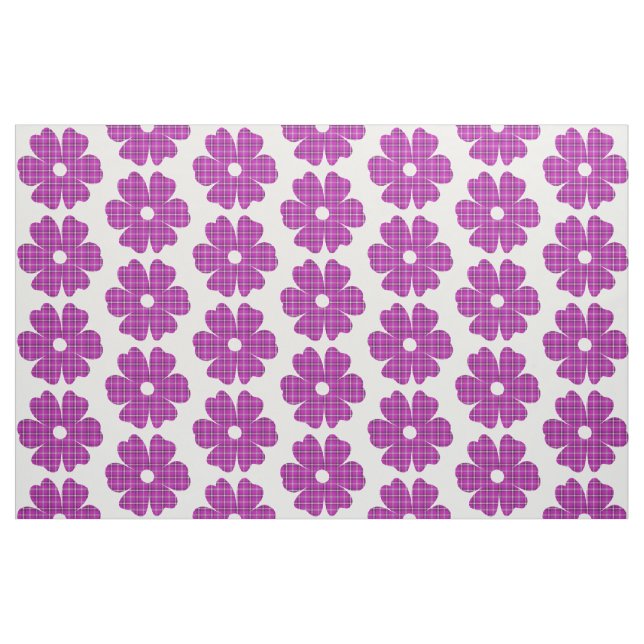 Tecido Forma de Flor Xadrez Rosa Roxo (Fat Quarter)