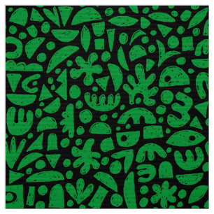 Tecido Formas Abstrato 140821 - Verde-Grama em Preto