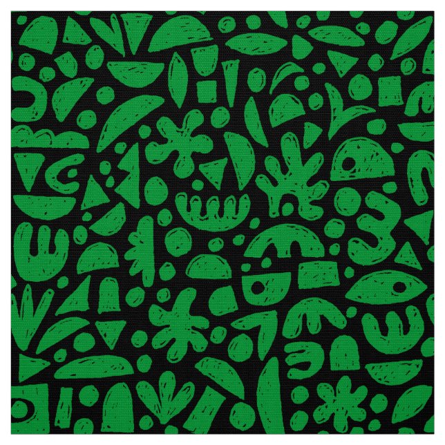 Tecido Formas Abstrato 140821 - Verde-Grama em Preto (Modelo)