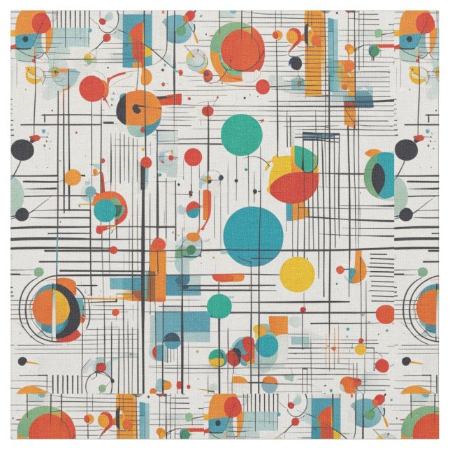 Tecido Formas e Linhas Geométricas do meio século (Detalhe)