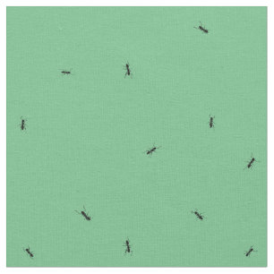 Tecido Formigas, tamanho da vida, fundo verde