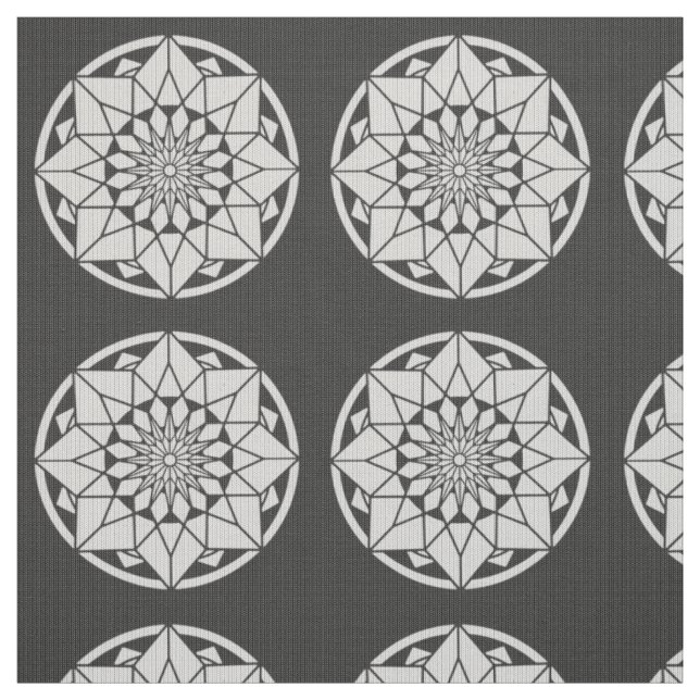 Tecido Formigueiro de Star Mandala preto e branco (Modelo)