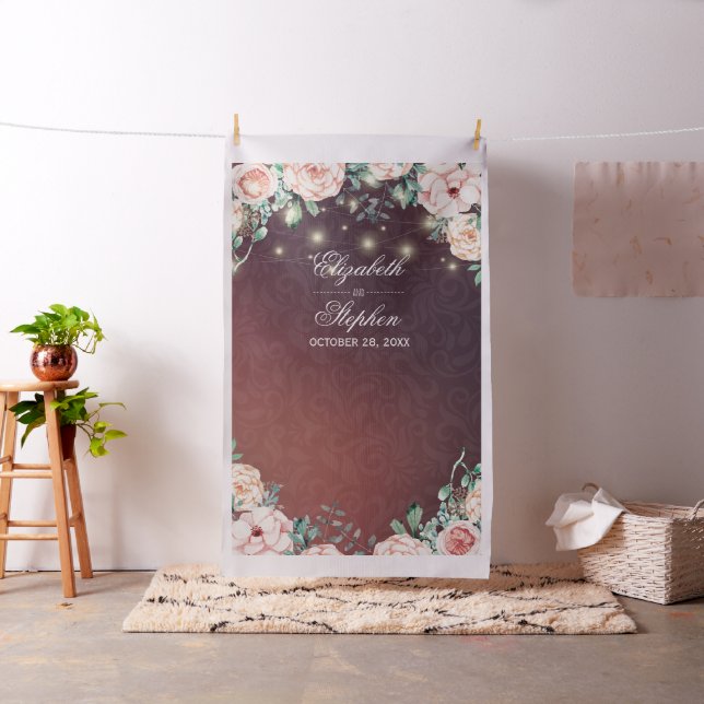 Tecido Foto de Casamento Booth Backdrop Floral Luzes (In Situ)
