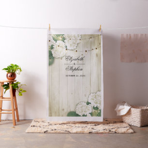 Tecido Foto de casamento Booth Backdrop Hydrangea Lights 