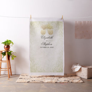Tecido Foto de casamento Booth Backdrop Moderno Dourado A