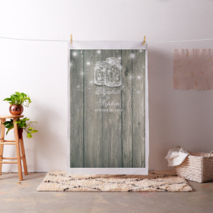 Tecido Foto de casamento Booth Backdrop Wood Mason Jar Li