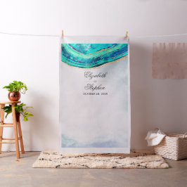 Tecido Foto de Casamento Booth Fundo Teal Agate Geode Dou