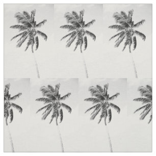 Tecido Foto de verão da palmeira tropical negra e branca