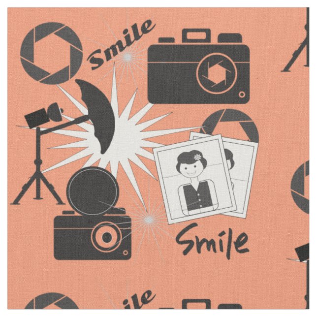 Tecido Fotografia Câmera Sorria Fotógrafos Divertidos Pad (Detalhe)