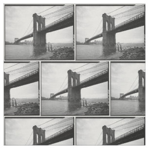 Tecido Fotografia preto e branco da ponte de Brooklyn
