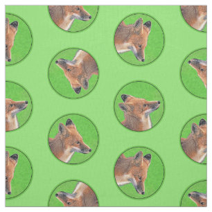 Tecido Fox Retrato Vermelho Pintura Original Arte Selvage