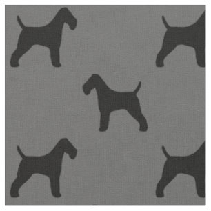 Tecido Fox Terrier Silhouettes Cães Cinza e Preto