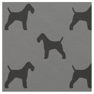Tecido Fox Terrier Silhouettes Cães Cinza e Preto