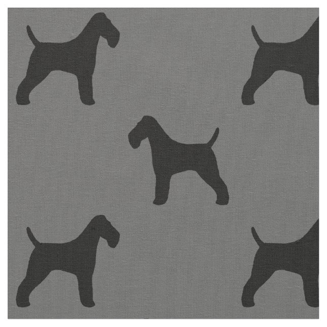 Tecido Fox Terrier Silhouettes Cães Cinza e Preto (Detalhe)