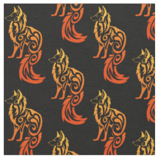 Tecido Fox tribal vermelho Kitsune de Firey