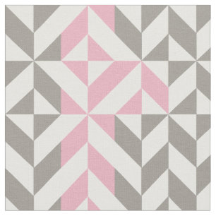 Tecido Framboesa rosa e ZigZag geométrica prateada