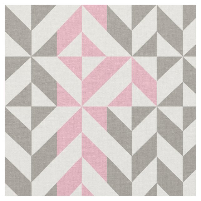 Tecido Framboesa rosa e ZigZag geométrica prateada (Detalhe)