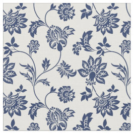 Tecido - Francês, Azul Floral e Branco