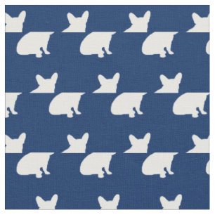 Tecido Francês Bulldog Dog Silhouette Marinho Blue