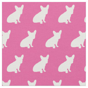Tecido Francês Bulldog Dog Silhouette Pink