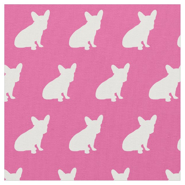 Tecido Francês Bulldog Dog Silhouette Pink (Detalhe)