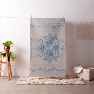 Tecido Francês,chique, vintage,azul pálido,branco,contado