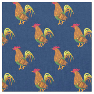 Tecido Frango Galo Galinha Fofo Infantil Quarto Azul Mari