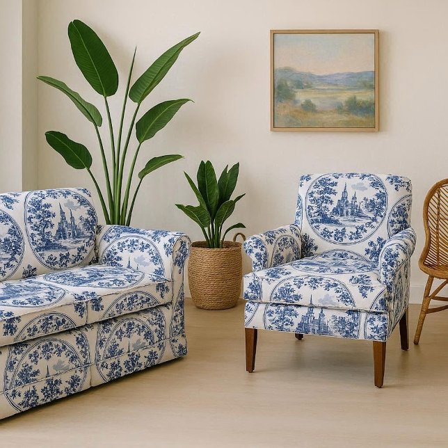 Tecido French Chateau Floral Motif Frame Botanical Decor  (French Chateau Floral Motif Frame Botanical Decor Fabric)