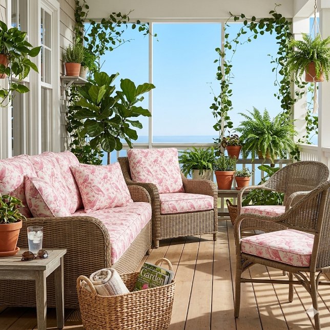 Tecido French Toile Rococo Garden Birds Wildlife Pattern  (French Toile Rococo Garden Birds Wildlife Pattern Fabric)