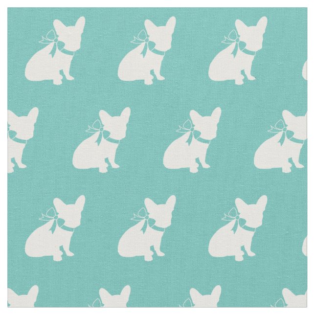 Tecido Frenchie French Bulldog Dog Frenchy Teal (Detalhe)