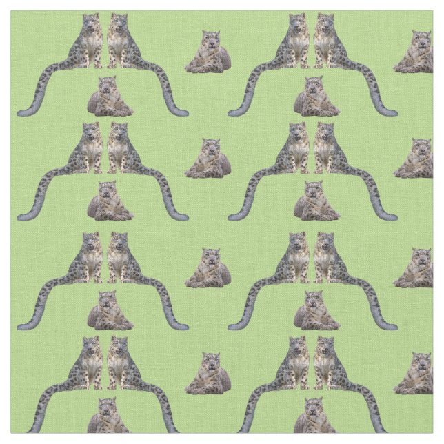 Tecido Frenesi da Leopardo da Neve (Verde Claro) (Detalhe)