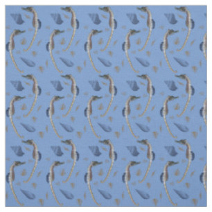 Tecido Frenesi de Cavalo-Marinho (Azul)